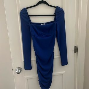 Princess Polly, long sleeve, short, blue dress with corset detailing